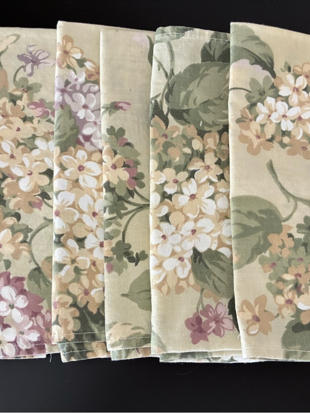 Martha Stewart Dinner Napkins, Cotton, Hydrangea & Stripes, Set of 11 - Picture 5 of 10